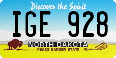 ND license plate IGE928