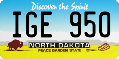 ND license plate IGE950