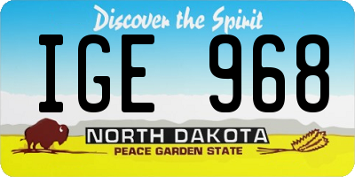 ND license plate IGE968