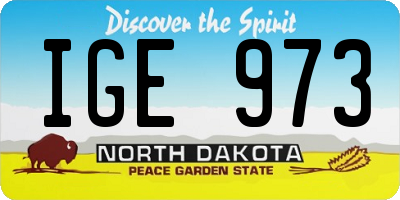 ND license plate IGE973