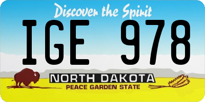 ND license plate IGE978
