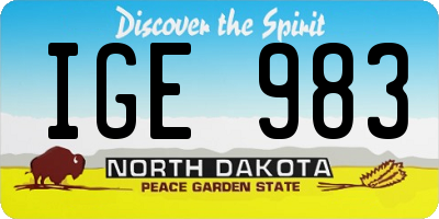 ND license plate IGE983