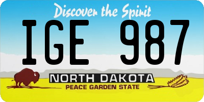 ND license plate IGE987