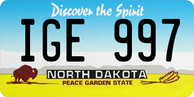 ND license plate IGE997