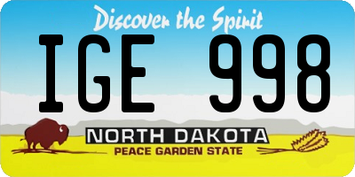 ND license plate IGE998