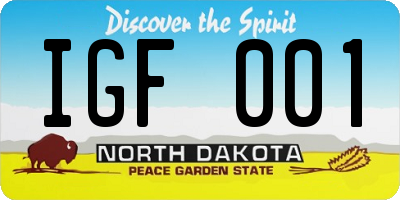 ND license plate IGF001