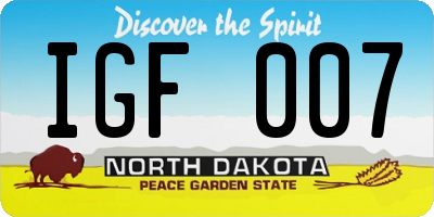 ND license plate IGF007