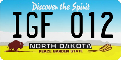 ND license plate IGF012