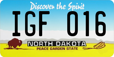 ND license plate IGF016