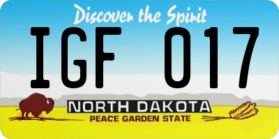 ND license plate IGF017