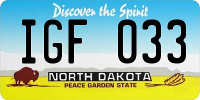 ND license plate IGF033