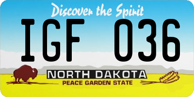 ND license plate IGF036