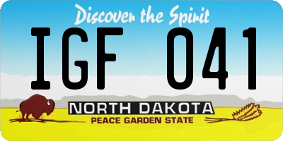 ND license plate IGF041