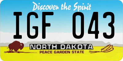 ND license plate IGF043