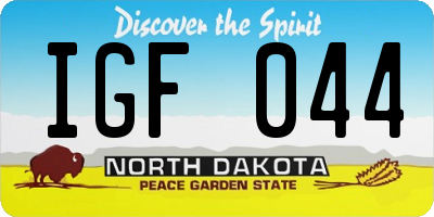 ND license plate IGF044