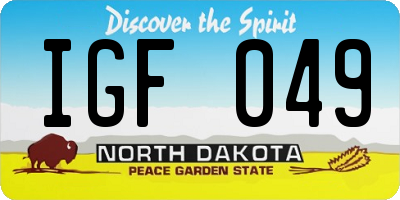 ND license plate IGF049