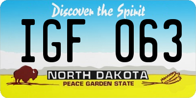 ND license plate IGF063