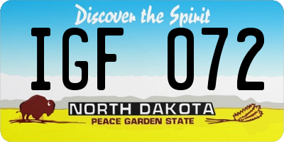 ND license plate IGF072