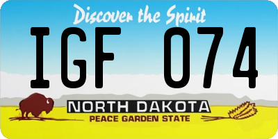 ND license plate IGF074