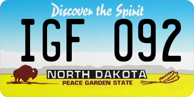 ND license plate IGF092