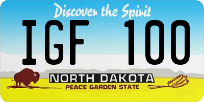 ND license plate IGF100