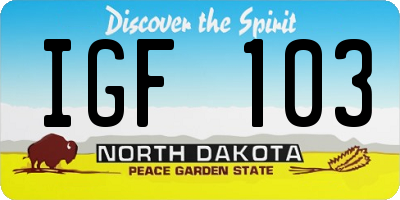 ND license plate IGF103
