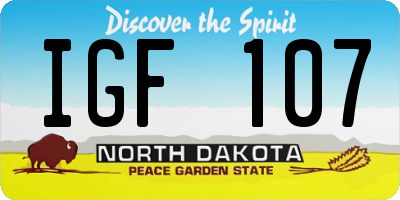 ND license plate IGF107