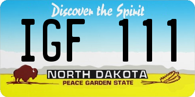 ND license plate IGF111