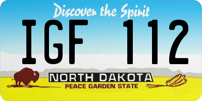 ND license plate IGF112