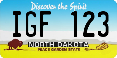 ND license plate IGF123