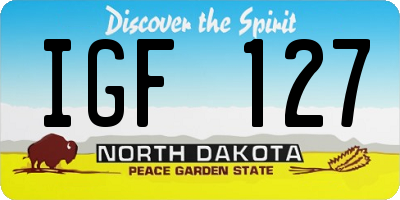 ND license plate IGF127