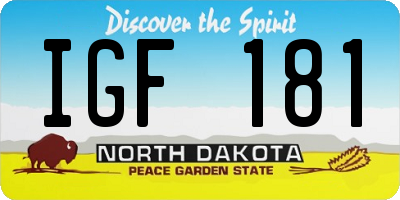 ND license plate IGF181
