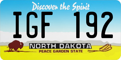 ND license plate IGF192