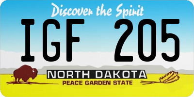 ND license plate IGF205