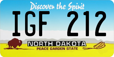 ND license plate IGF212