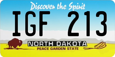ND license plate IGF213