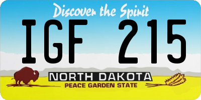 ND license plate IGF215