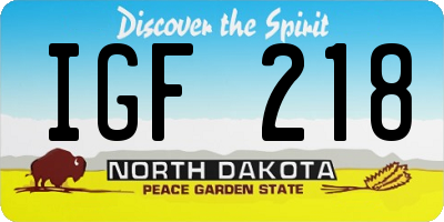 ND license plate IGF218