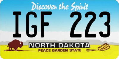 ND license plate IGF223