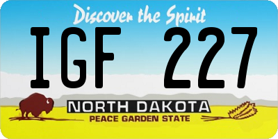 ND license plate IGF227