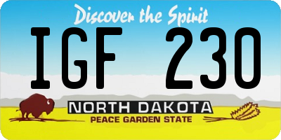 ND license plate IGF230