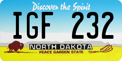 ND license plate IGF232