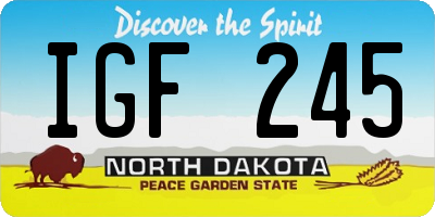 ND license plate IGF245