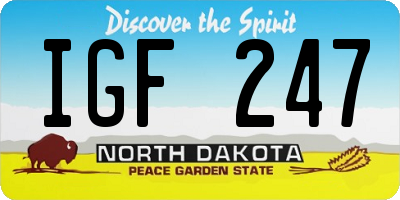 ND license plate IGF247