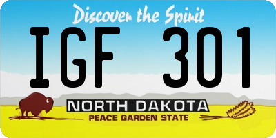ND license plate IGF301