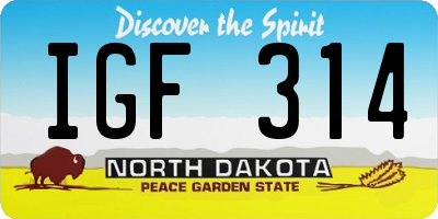 ND license plate IGF314