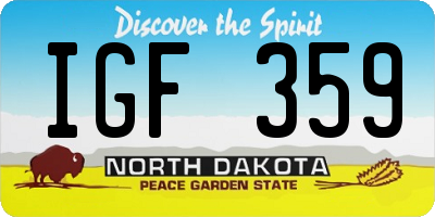 ND license plate IGF359