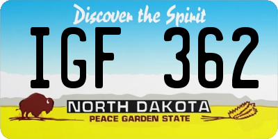 ND license plate IGF362