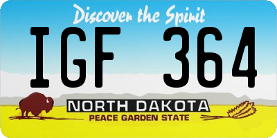 ND license plate IGF364