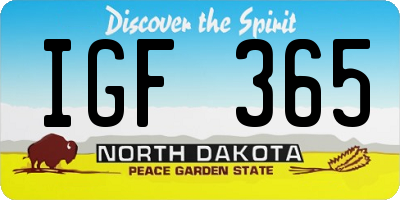 ND license plate IGF365